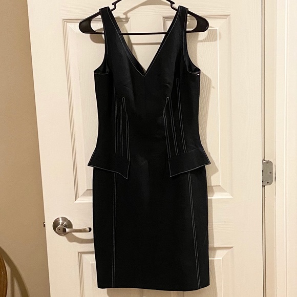 black contrast stitch dress